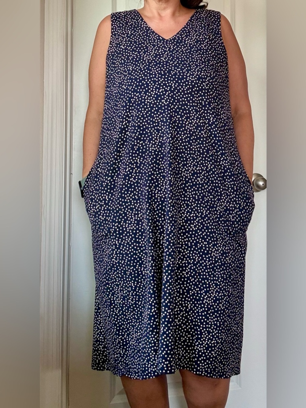 J. Jill Navy Blue Polka Dot Dress
